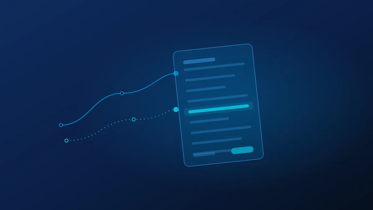 Illustration : un relevé de facturation stylisé dont une ligne est mise en évidence, à côté de deux trajets schématisés, sur fond bleu Synovo